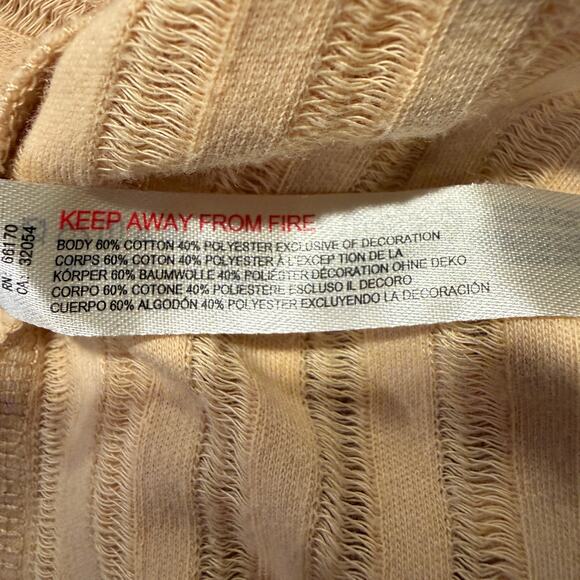 Free People Beach Textured Slouchy Relaxed Ribbed Shirt Mustard Yellow Small - Picture 4 of 5